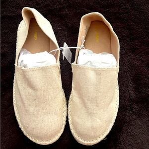 LINEN Canvas espadrille flats, natural linen size 9